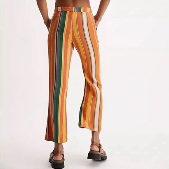 FREE PEOPLE La Paz Slim Striped Crop Pants Size 2 - Picture 3 of 12